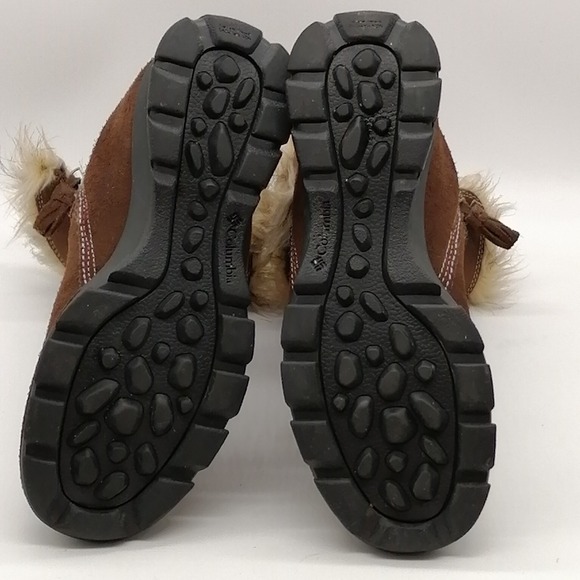 Columbia Boots Womens Snow Boot Chatel Brown Suede‎ Side Zip Faux Fur 7.5 - Picture 8 of 13